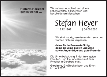 Traueranzeige von Stefan Heyer von Südthüringer Presse