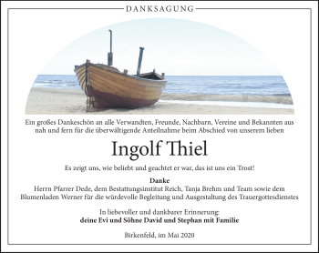 Traueranzeige von Ingolf Thiel von Südthüringer Presse