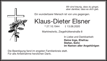 Traueranzeige von Klaus-Dieter Elsner von Frankenpost