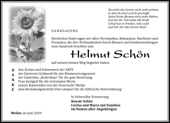 Traueranzeige von Helmut Schön von Südthüringer Presse