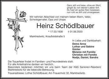 Traueranzeige von Heinz Schödlbauer von Frankenpost