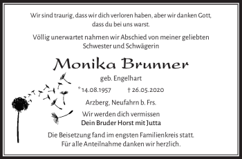 Traueranzeige von Monika Brunner von Frankenpost