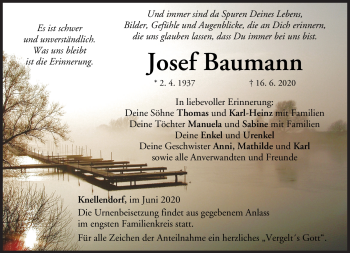 Traueranzeige von Josef Baumann von Neue Presse Coburg