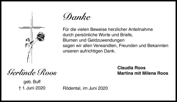 Traueranzeige von Gerlinde Roos von Neue Presse Coburg