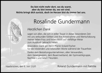 Traueranzeige von Rosalinde Gundermann von Neue Presse Coburg