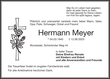 Traueranzeige von Hermann Meyer von Frankenpost
