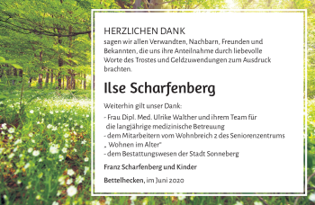 Traueranzeige von Ilse Scharfenberg von Südthüringer Presse