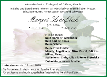 Traueranzeige von Margot Kräußlich von Neue Presse Coburg