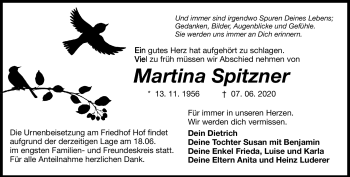 Traueranzeige von Martina Spitzner von Frankenpost