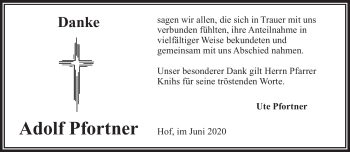 Traueranzeige von Adolf Pfortner von Frankenpost