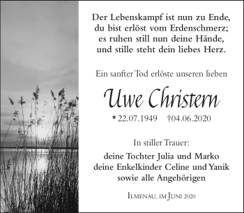 Traueranzeige von Uwe Christern von Südthüringer Presse