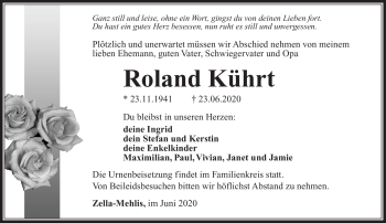 Traueranzeige von Roland Kührt von Südthüringer Presse