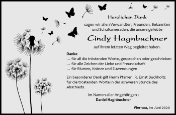 Traueranzeige von Cindy Hagnbuchner von Südthüringer Presse