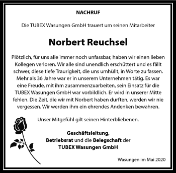Traueranzeige von Norbert Reuchsel von Südthüringer Presse