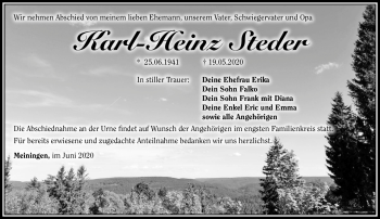Traueranzeige von Karl-Heinz Steder von Südthüringer Presse