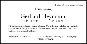 Traueranzeige von Gerhard Heymann von Neue Presse Coburg