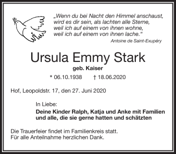 Traueranzeige von Ursula Stark von Frankenpost