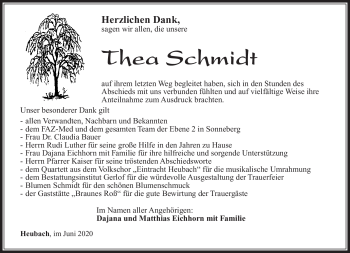 Traueranzeige von Thea Schmidt von Südthüringer Presse