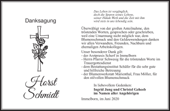 Traueranzeige von Horst Schmidt von Südthüringer Presse