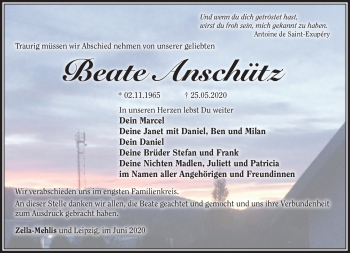 Traueranzeige von Beate Abschütz von Südthüringer Presse