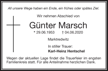 Traueranzeige von Günter Marsch von Frankenpost