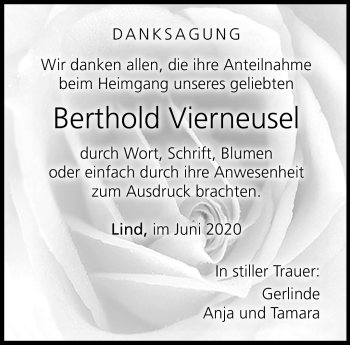 Traueranzeige von Vierneusel Berthold von Neue Presse Coburg