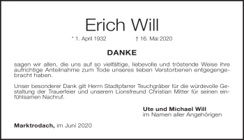 Traueranzeige von Eirch Will von Neue Presse Coburg