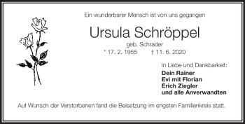 Traueranzeige von Ursula Schröppel von Frankenpost