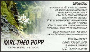 Traueranzeige von Karl-Theo Popp von Südthüringer Presse