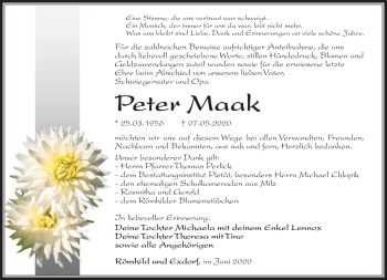 Traueranzeige von Peter Maak von Südthüringer Presse