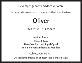 Traueranzeige von Olver  von Neue Presse Coburg