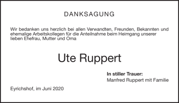 Traueranzeige von Ute Ruppert von Neue Presse Coburg