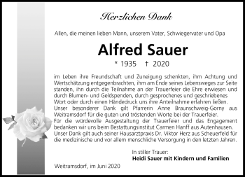 Traueranzeige von Alfred Sauer von Neue Presse Coburg