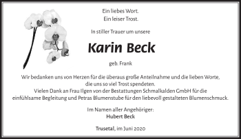 Traueranzeige von Karin Beck von Südthüringer Presse