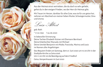 Traueranzeige von Luise Albert von Südthüringer Presse