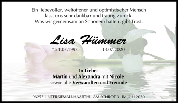 Traueranzeige von Lisa Hümmer von Neue Presse Coburg
