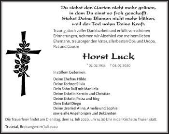 Traueranzeige von Horst Luck von Südthüringer Presse