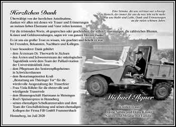 Traueranzeige von Michael Ilgner von Südthüringer Presse