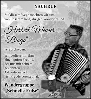 Traueranzeige von Herbert Meurer von Südthüringer Presse