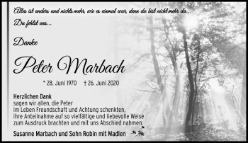 Traueranzeige von Peter Marbach von Südthüringer Presse