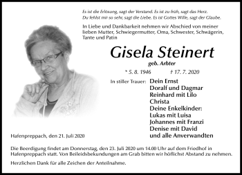 Traueranzeige von Gisela Steinert von Neue Presse Coburg