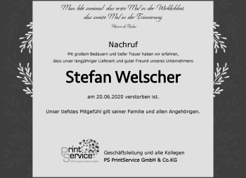 Traueranzeige von Stefan Welscher von Neue Presse Coburg