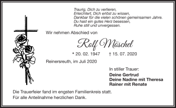 Traueranzeige von Rolf Möschel von Frankenpost