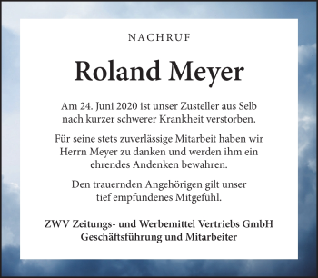 Traueranzeige von Roland Meyer von Frankenpost