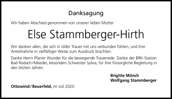 Traueranzeige von Else Stammberger-Hirth von Neue Presse Coburg