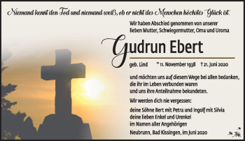 Traueranzeige von Gudrun Ebert von Südthüringer Presse
