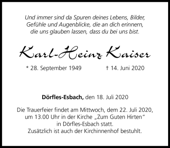 Traueranzeige von Karl-Heinz Kaiser von Neue Presse Coburg