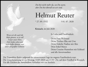 Traueranzeige von Helmut Reuter von Neue Presse Coburg