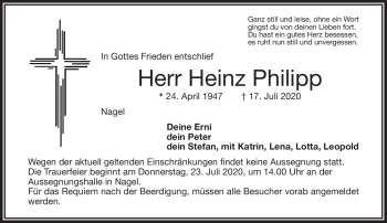 Traueranzeige von Heinz Philipp von Frankenpost