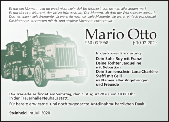 Traueranzeige von Mario Otto von Südthüringer Presse